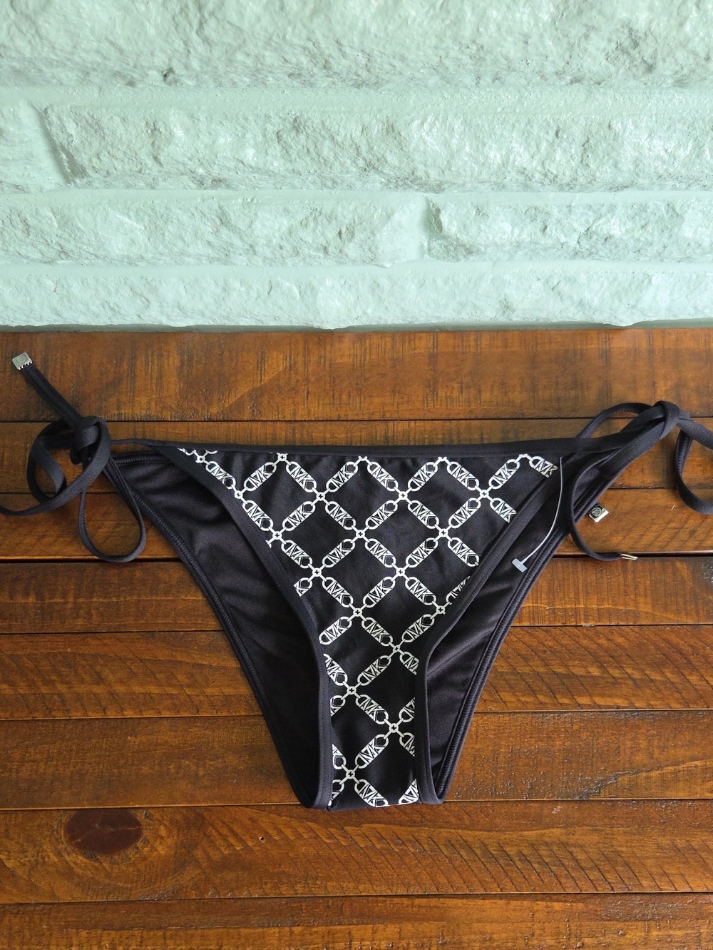 Nwot Michael Michael Kors Black And White Tie Side Swimsuit Bikini Bottom Size M